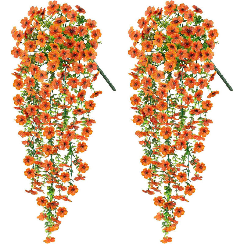 Purple hanging artificial flowers, vines for wedding arch, home, garden, party, autumn decor, fake eucalyptus, plant decor, 2 pc - V.I.P Digital Presence