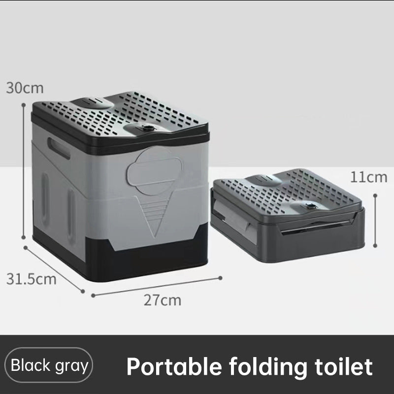 Portable folding camping toilet: adult/child use, self-contained, with lid and seat. - V.I.P Digital Presence