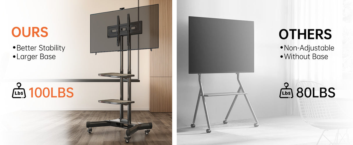 FANCO Universal Rotating TV Stand, suitable for 32-80 inch TVs, adjustable tilt height, maximum VESA 600x400mm (black) - V.I.P Digital Presence