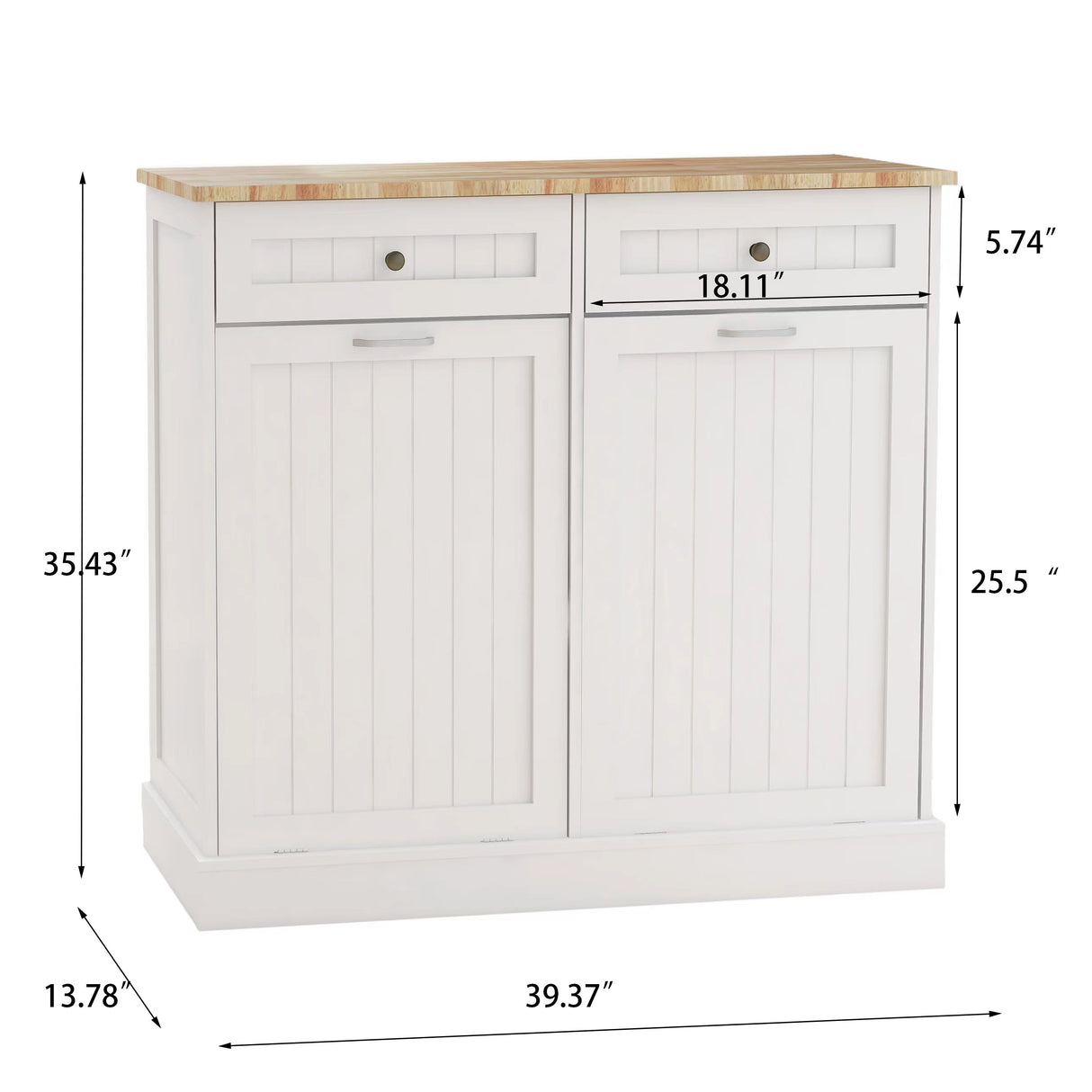 Two Drawers and Two-Compartment Tilt-Out Trash Cabinet Kitchen Trash Cabinet-White - V.I.P Digital Presence