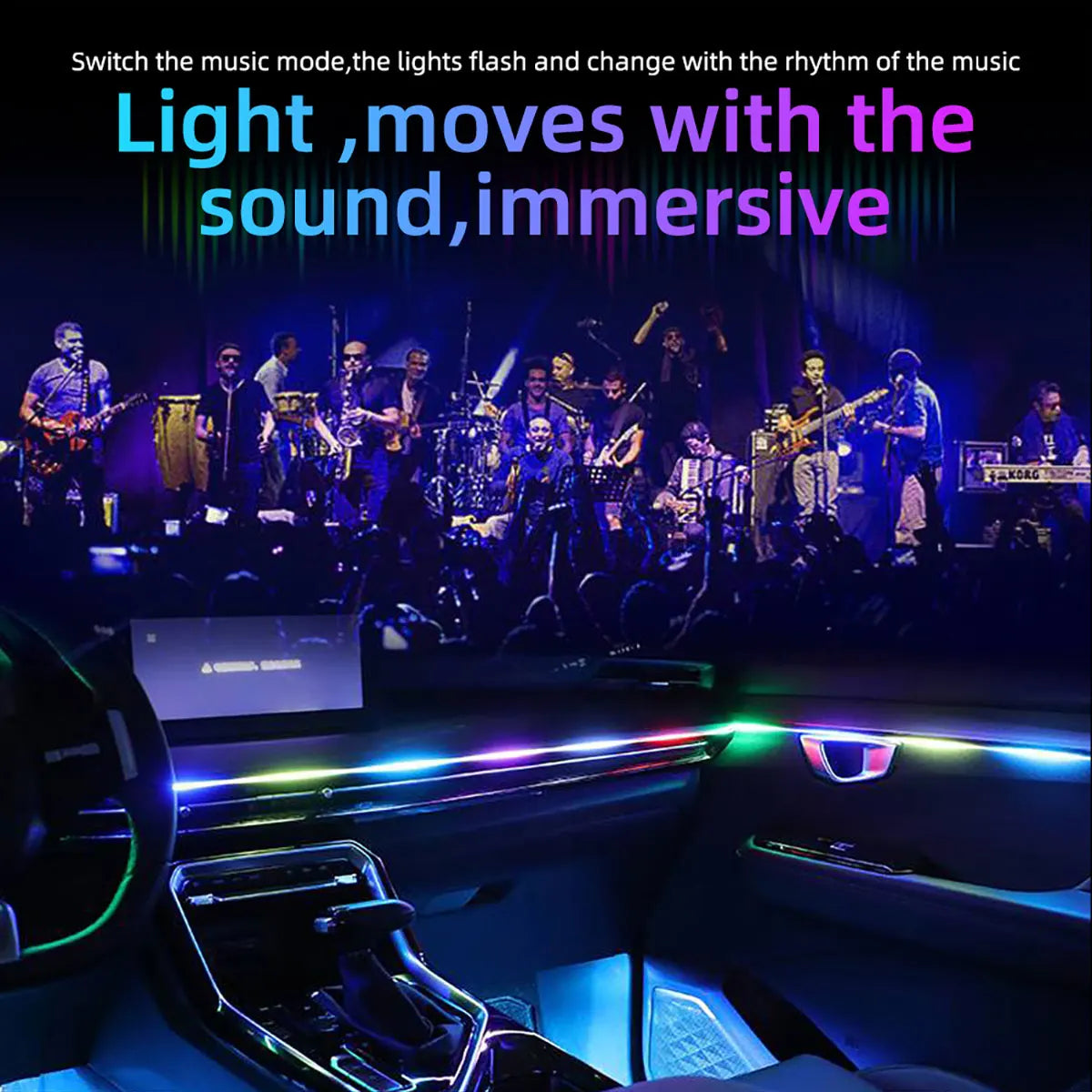 10 in 1 Car LED Acrylic Light Strip RGB Symphony Auto Interior Strip Lights Remote/APP Control Decorative Atmosphere Lamp - V.I.P Digital Presence