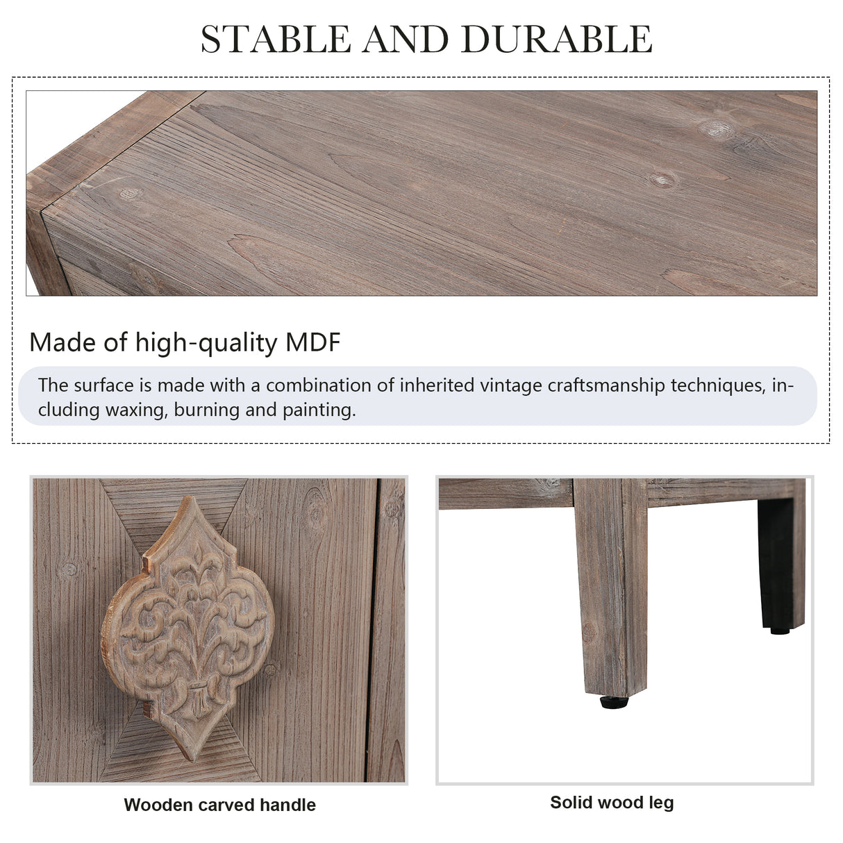 Carved Flower Door Handle, Antique Four Door Cabinet for Living Room Kitchen Hallway (Brown) - V.I.P Digital Presence