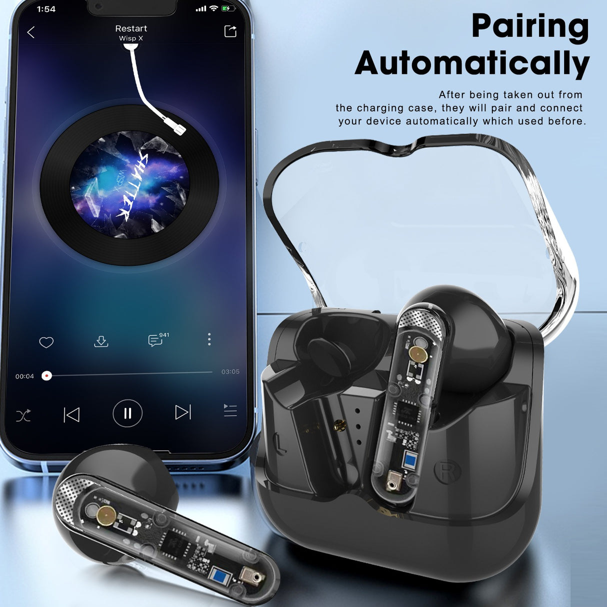 AKZ-S26 Wireless Sports Earphones Mini Transparent Shell Bluetooth Earphones TWS Lightweight Running Tpye-c Heavy Bass - V.I.P Digital Presence