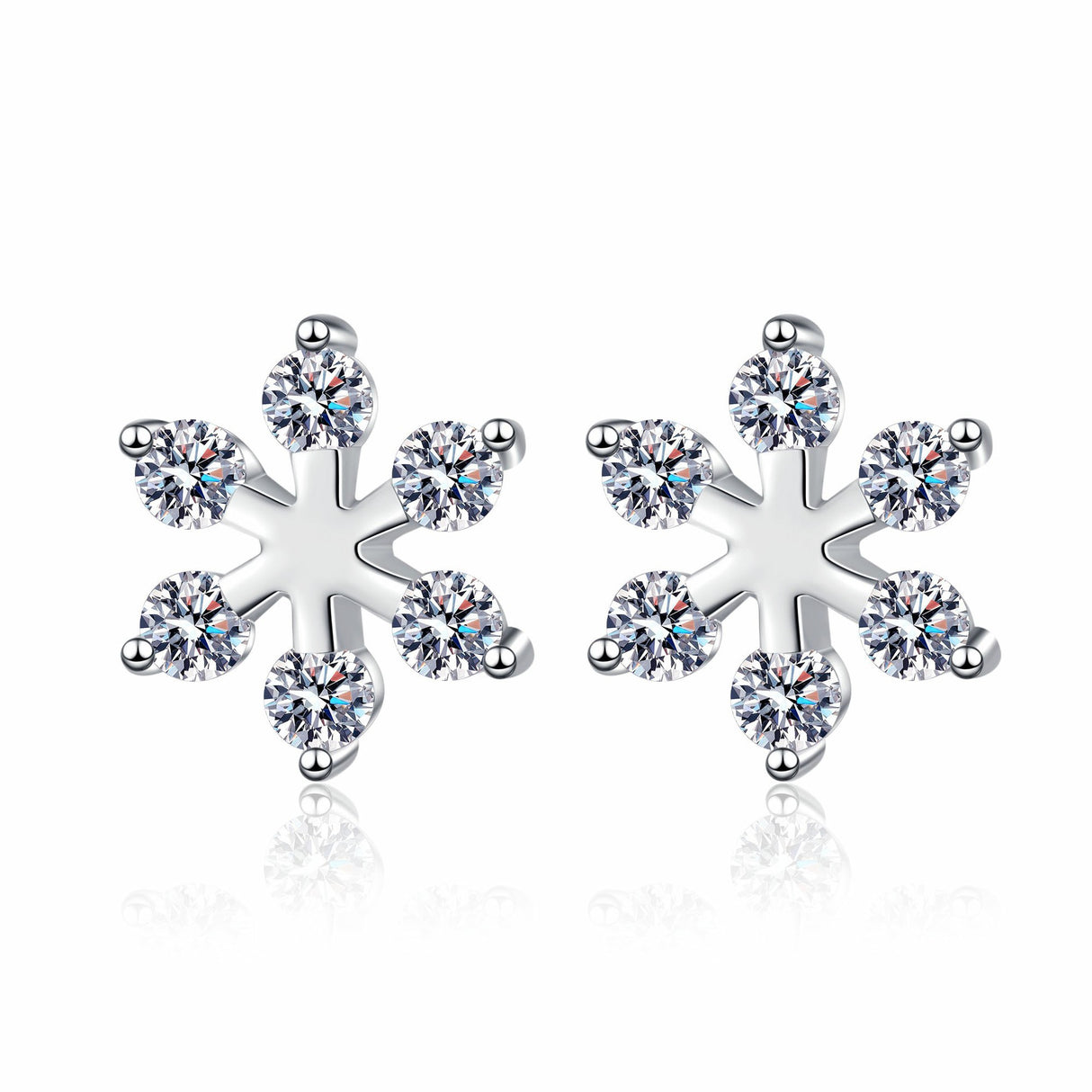 Moissanite 925 Sterling Silver Snowflake Shape Earrings - V.I.P Digital Presence