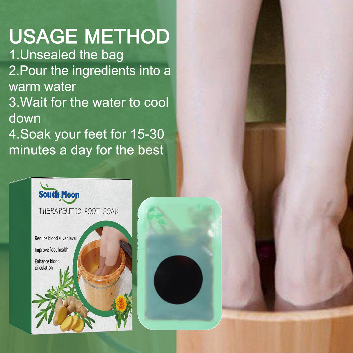 Therapeutic Foot Soak, Moist Foot Soak Package To Relieve Physical Discomfort Foot Deep Cleansing Treatment