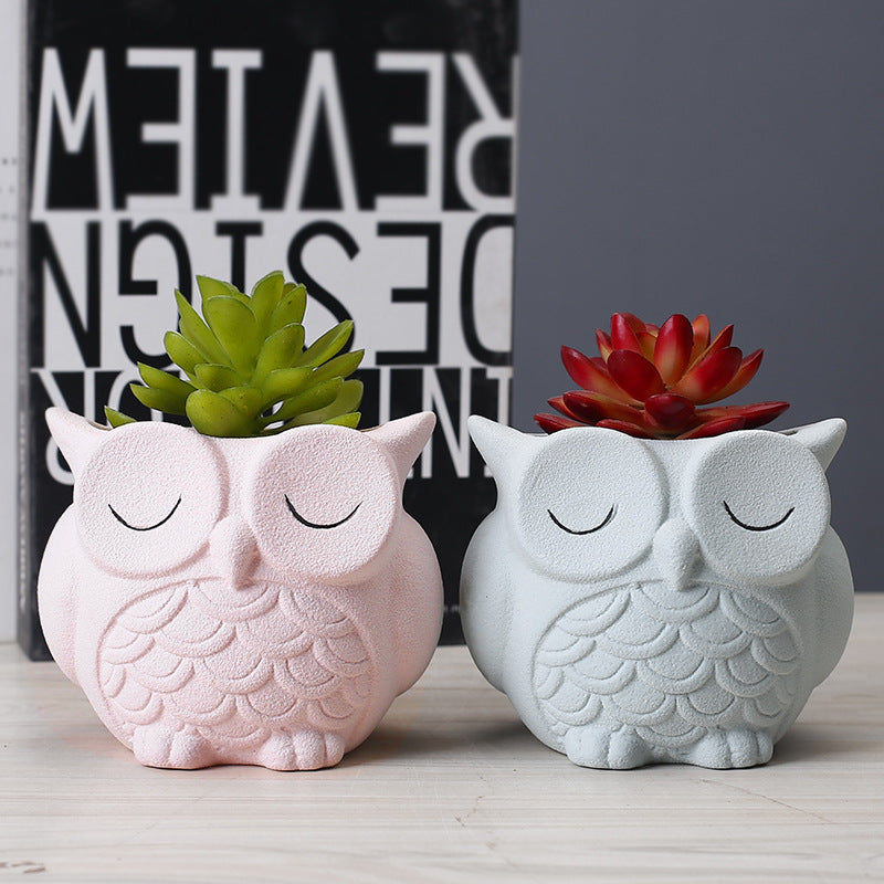 Flower pot ceramic indoor creative simple desktop small animal flower ornaments - V.I.P Digital Presence