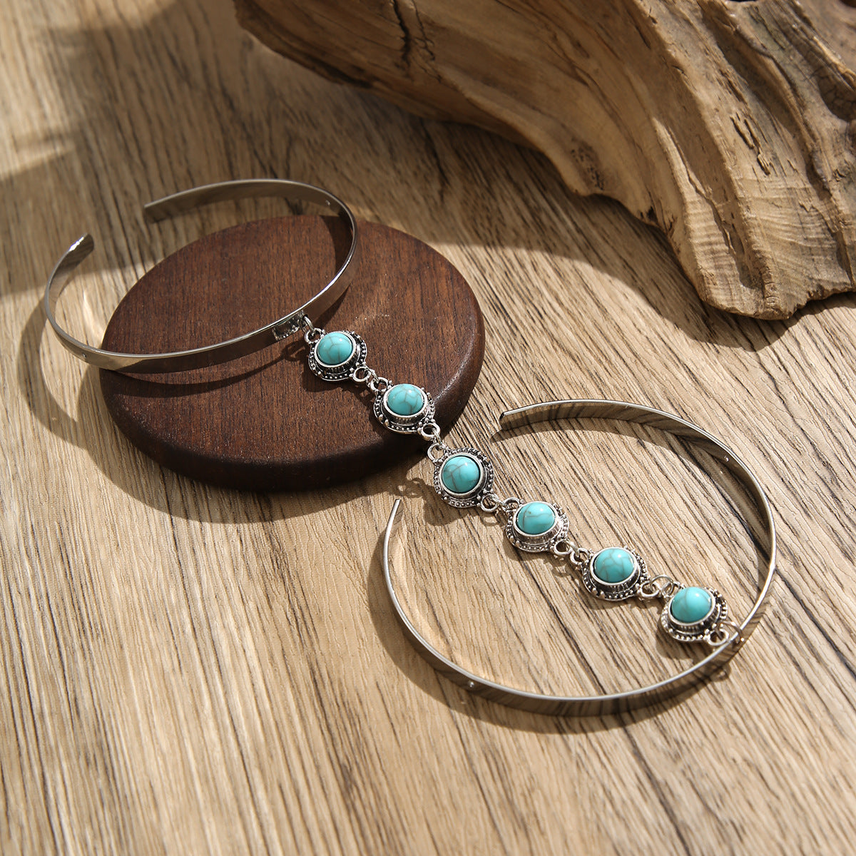 Bohemian style geometric metal arm ring Leg Chain minimalist imitation turquoise arm chain - V.I.P Digital Presence