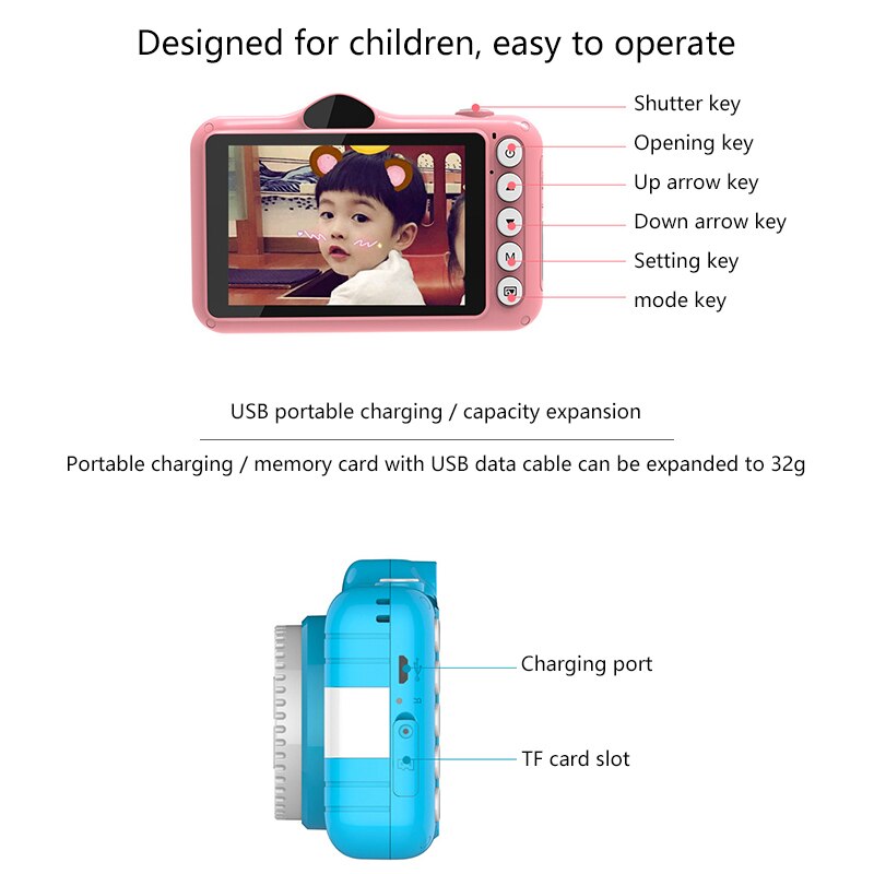 Child Camera Digital Camera 3.5 inch Cute Cartoon Camera Toys Children Birthday Gift 12MP 1080P Photo Video Camera For Kids - V.I.P Digital Presence