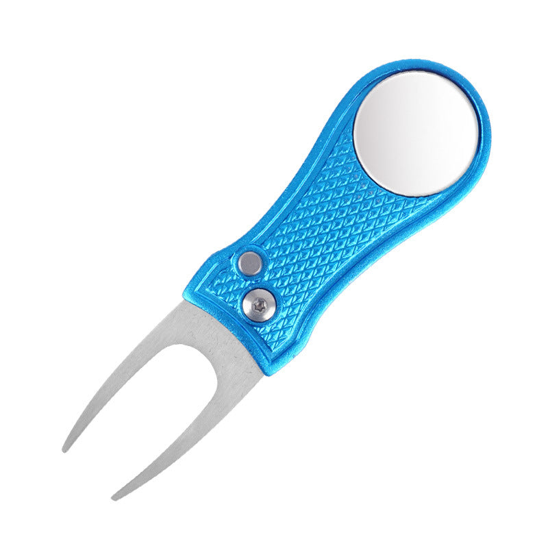 Golf Green Fork Aluminum Handle Folding Spring Repair Tool Gift New