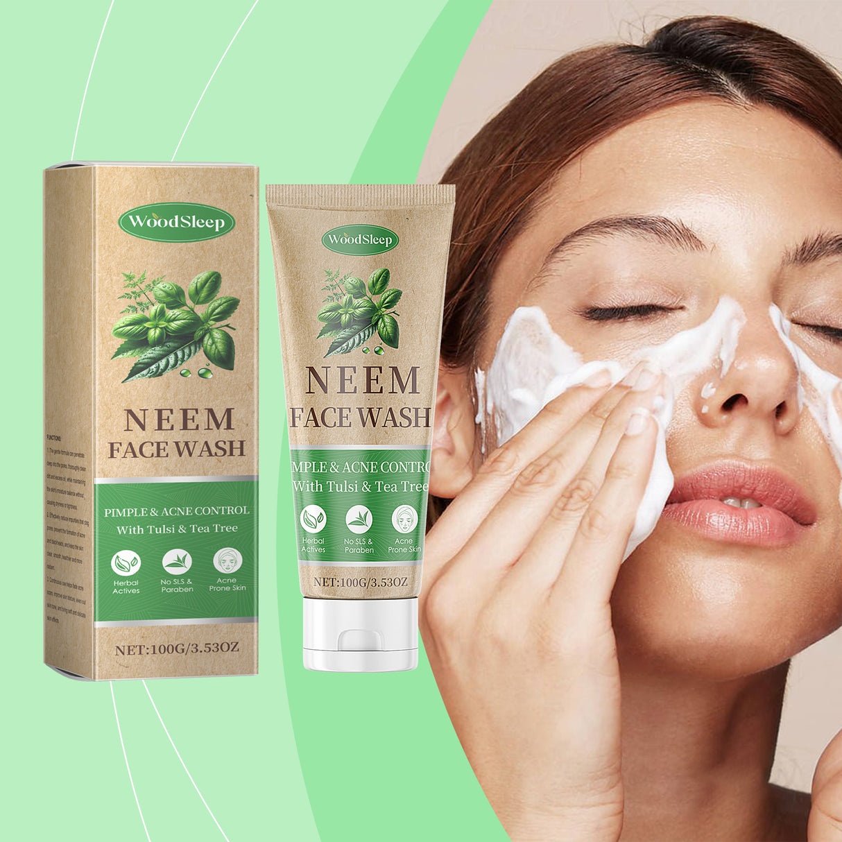 Woodsleep Gentle Moisturizing Facial Cleanser, Gentle Moisturizing Facial Cleanser Dense Foam Clean, Moist And Not Tight