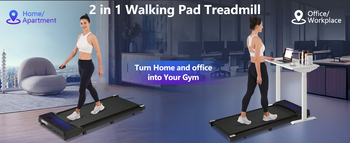 New 8.10 Walking Pad Under Home Desktop Treadmill -2.5HP Walking Treadmill 0.6-4MPH 300LBS Capacity Remote Control Battery - V.I.P Digital Presence