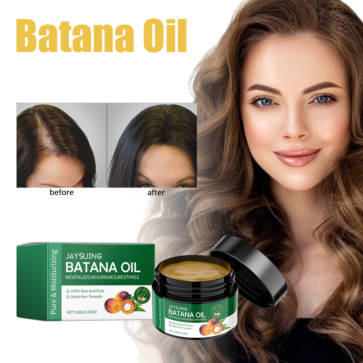 Batana Oil, Hydrating Repair Hair Sere Short-Tempered Soft Thick Hair Oil - V.I.P Digital Presence