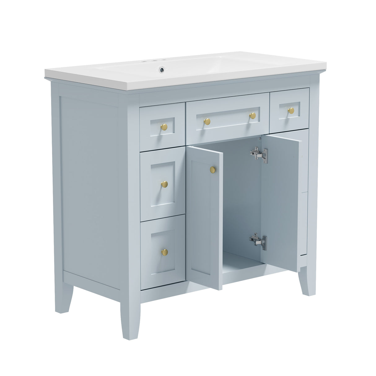 36 inch bathroom vanity with resin sink combination set with 6 drawers and 2 cabinets, storage cabinet vanity set, light blue - V.I.P Digital Presence