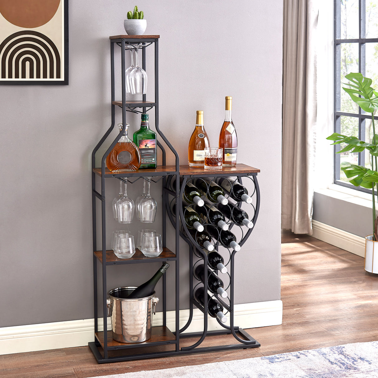 11 bottle wine baking rack, 5-layer independent wine rack with hanging wine glass rack and storage rack - V.I.P Digital Presence