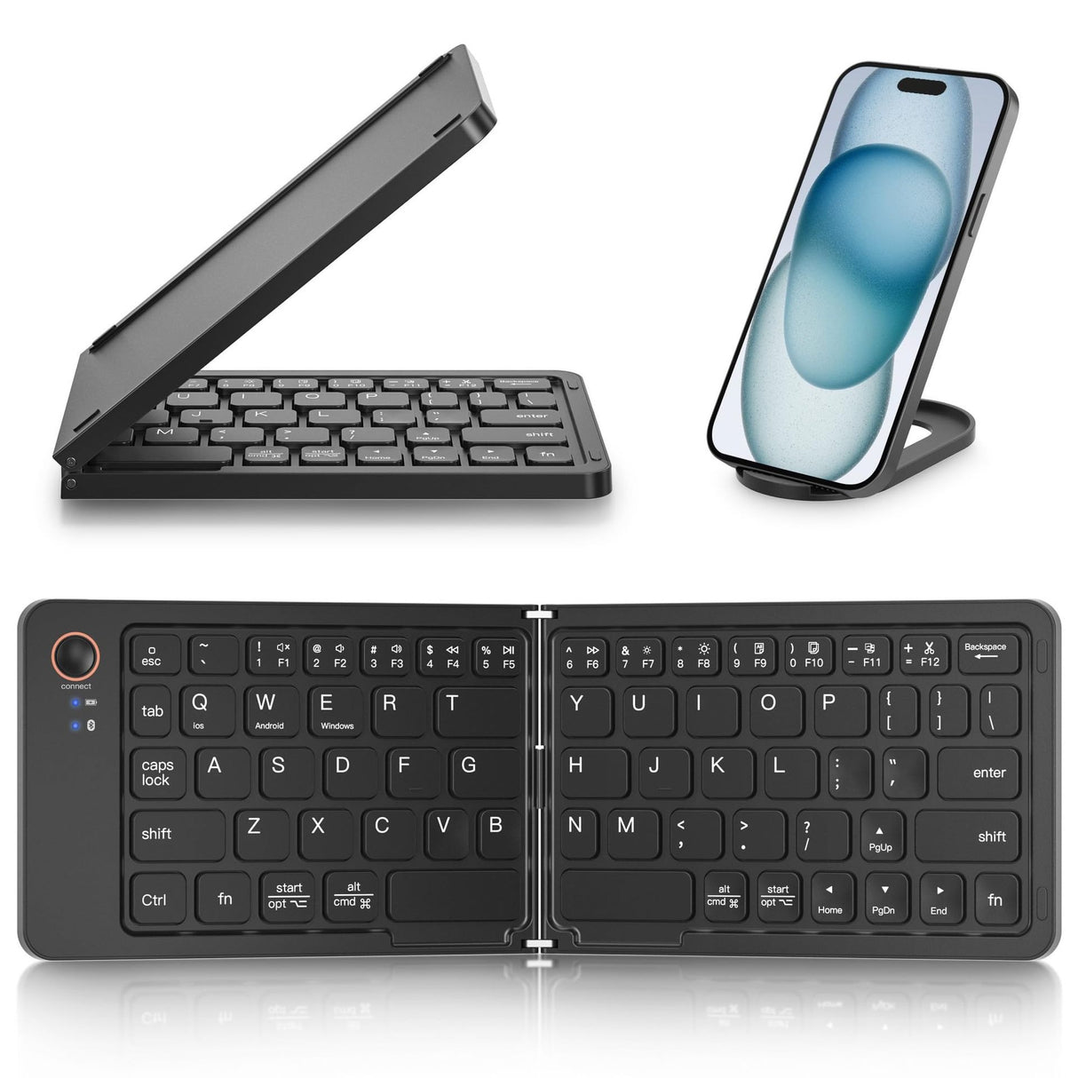 Ultra slim folding portable charging dual-mode Bluetooth keyboard with one click connection - V.I.P Digital Presence