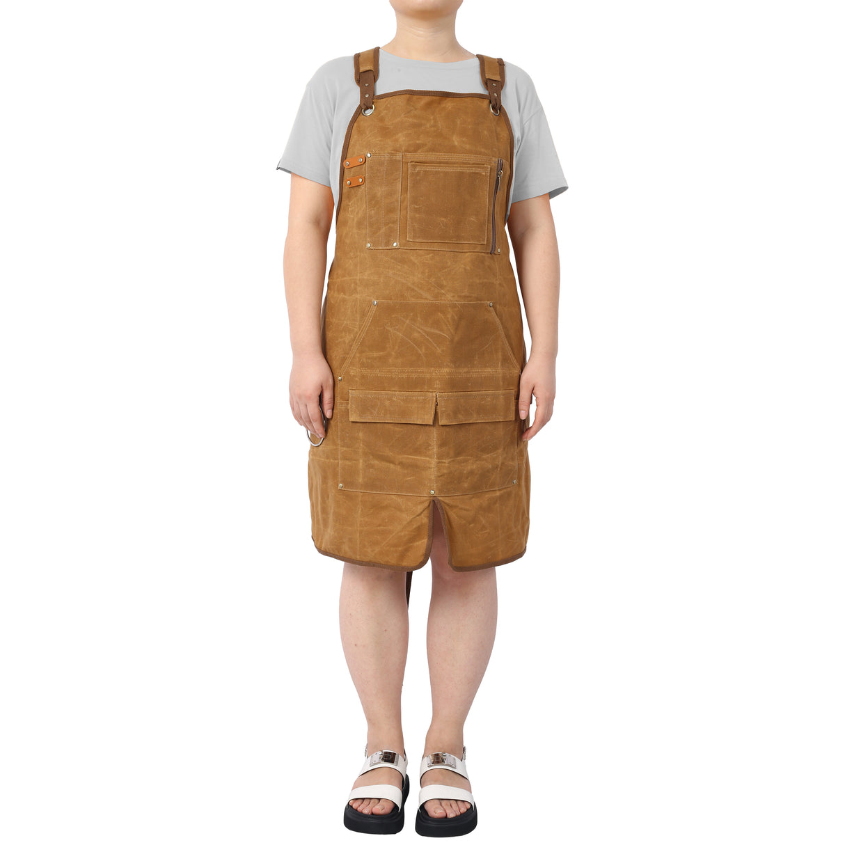 Long heavy-duty waxed canvas tool apron, carpenter apron, carpenter apron, carpenter waterproof 18 ounces - V.I.P Digital Presence