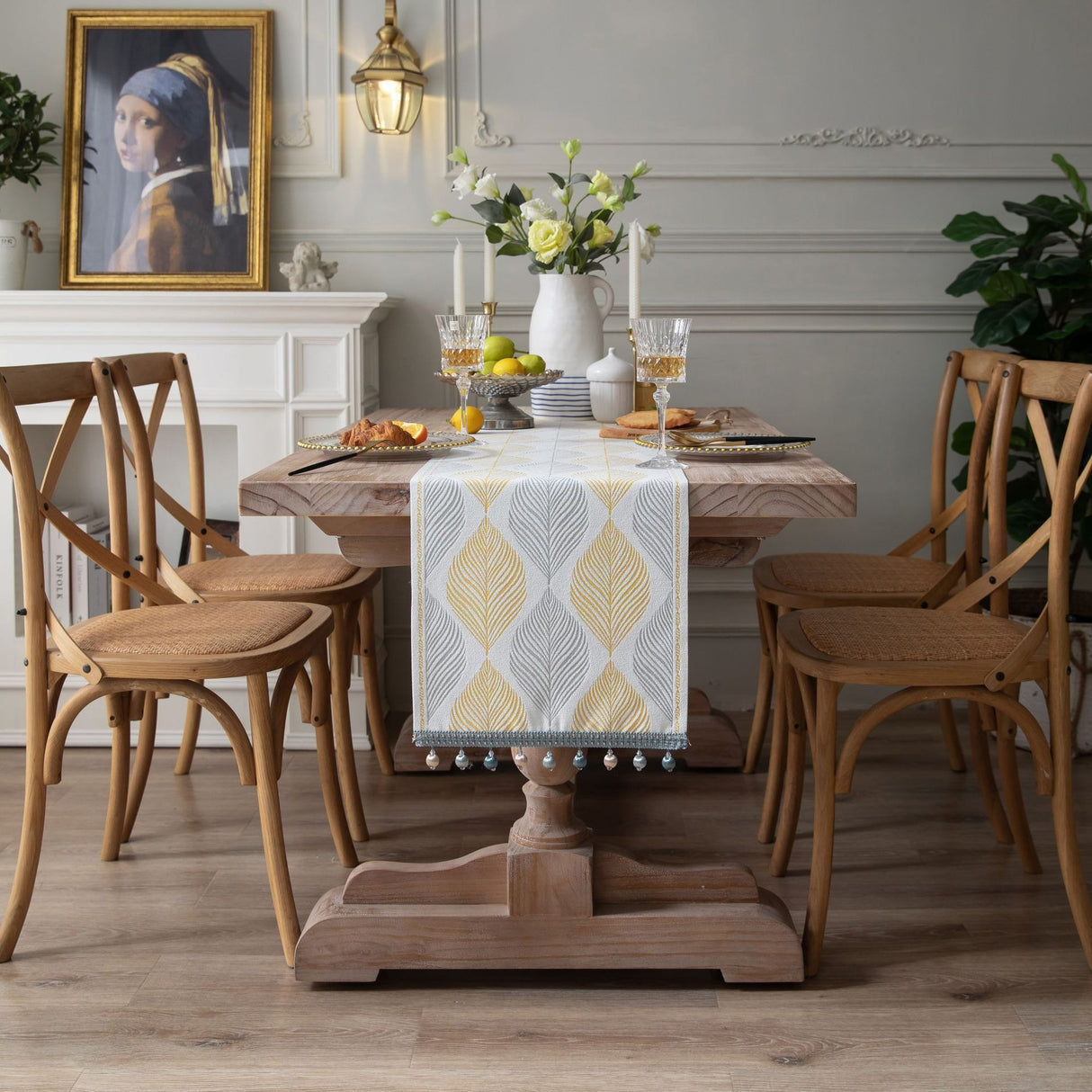 Jacquard table flag small fish green contrasting color dining table fabric holiday coffee table bed flag TV cabinet - V.I.P Digital Presence