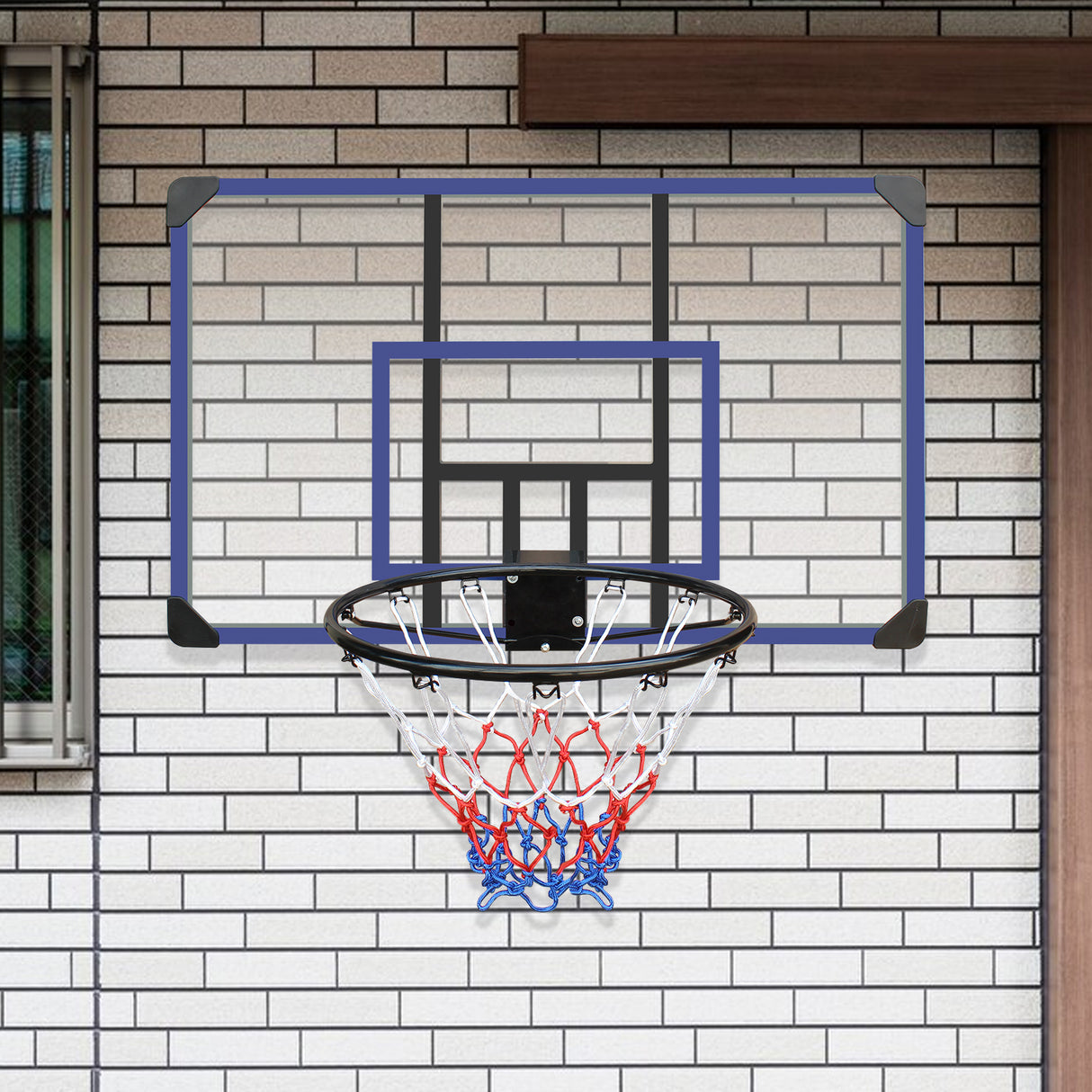 Wall mounted basketball basket, 45 x 29 inch shatterproof back, foldable basketball basket, all-weather mesh fabric - V.I.P Digital Presence