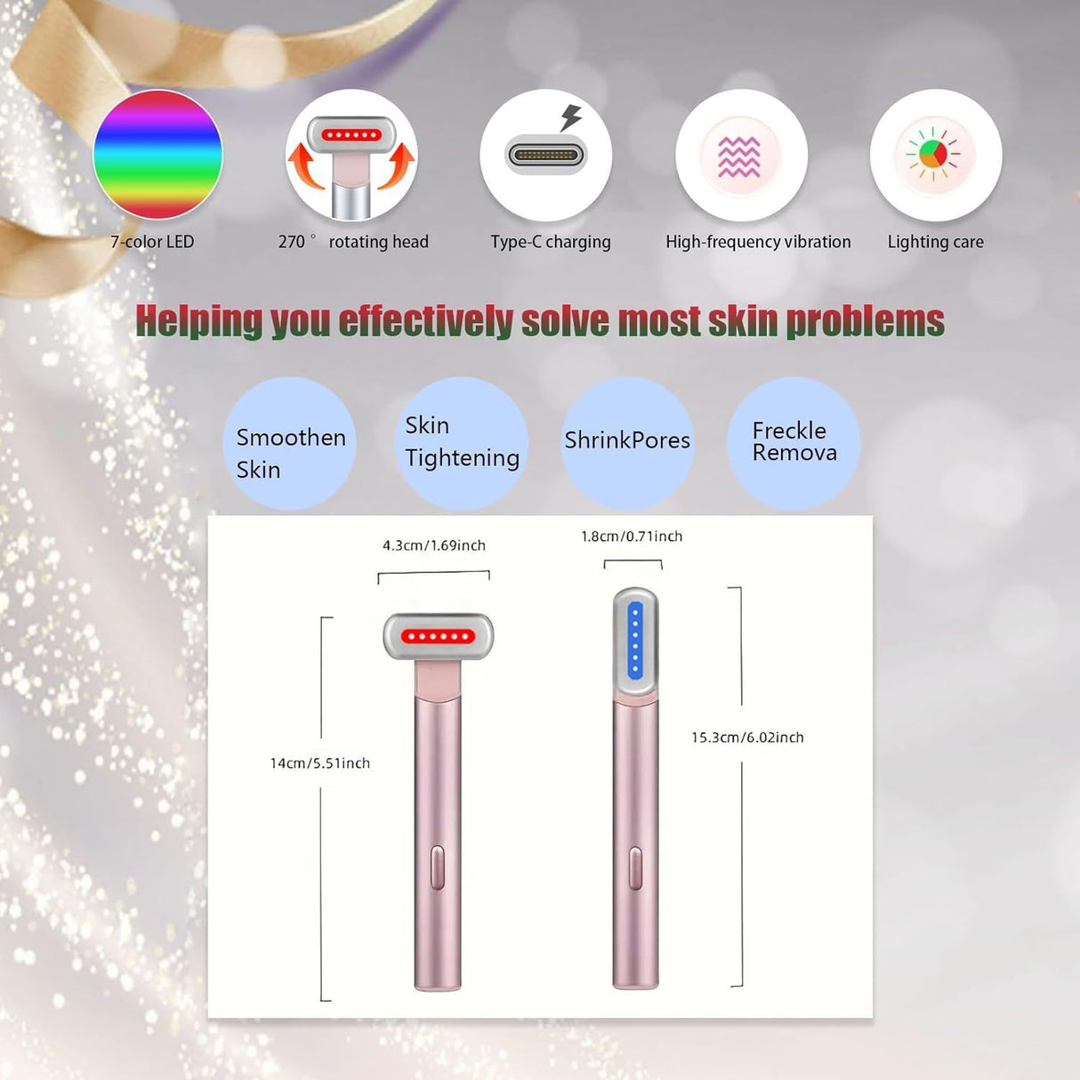 Eye Massager Led Anti Aging Facial Massager Skin Firming Face Beauty Therapy Wand Vibrating Eye Massager Device - V.I.P Digital Presence