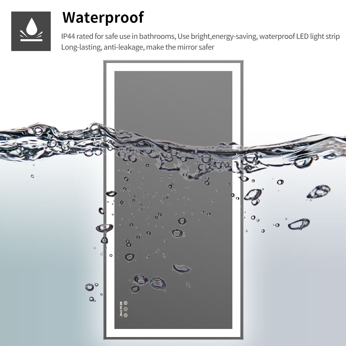 48x24 inch LED bathroom makeup mirror wall mounted adjustable light anti fog touch switch with memory intelligent large bathroom