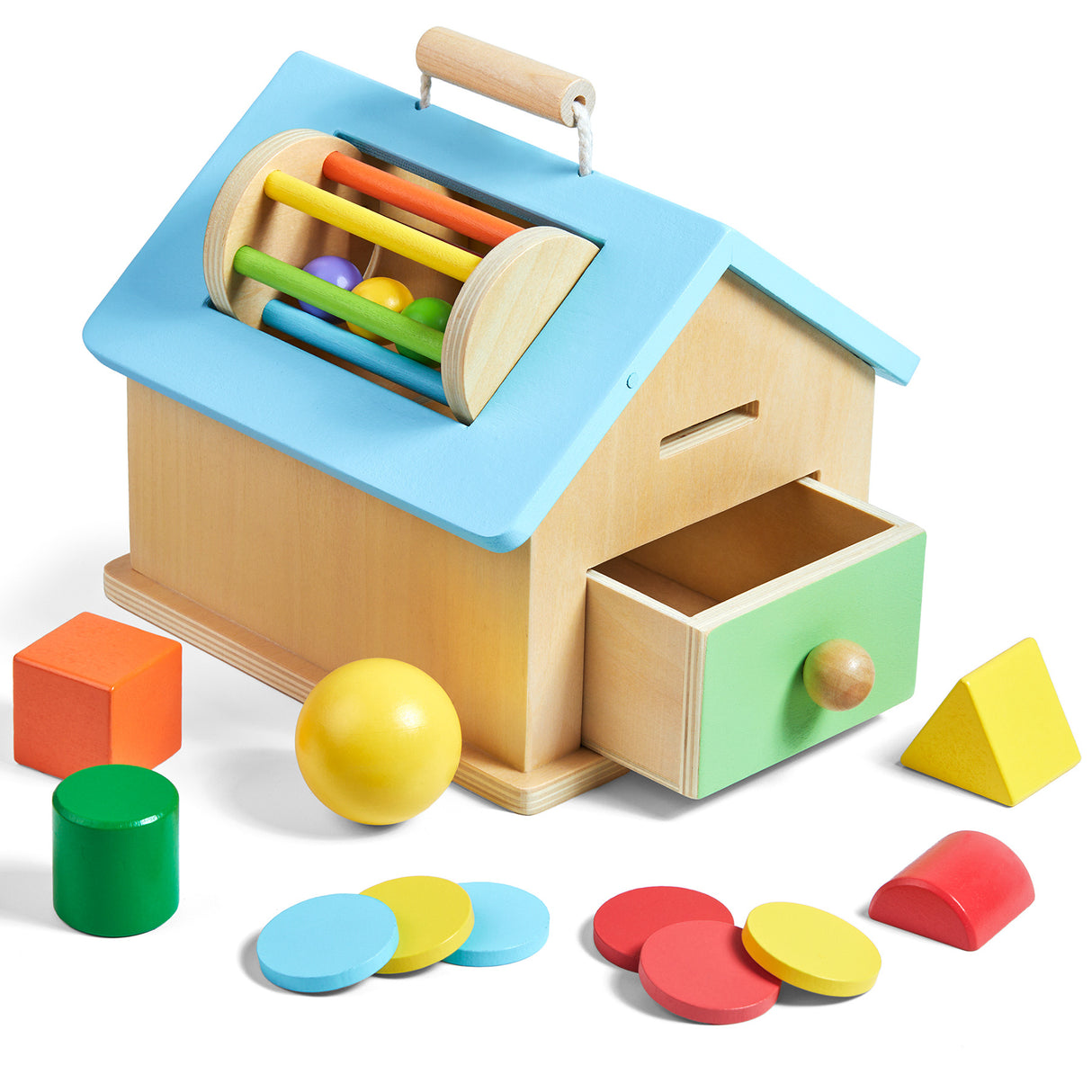 Montessori teaching aids 0-3 baby early education busy house wooden shape matching house drawer box puzzle toy - V.I.P Digital Presence