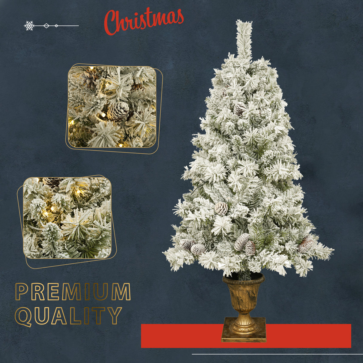 A set of 4 artificial Christmas trees, including flower garlands, flower garlands, and 2 entrance trees, with LED lights - V.I.P Digital Presence
