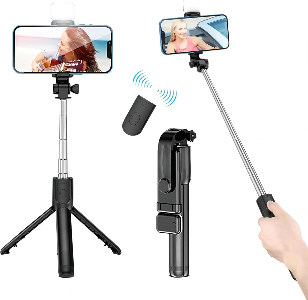 Selfie Stick with Fill Light Extendable Selfie Stick Tripod with Wireless Remote and Phone Holder Group Selfies For All phones - V.I.P Digital Presence