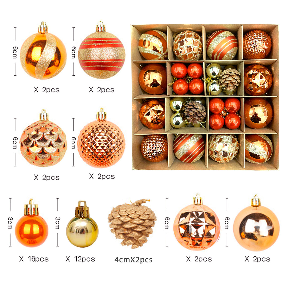Christmas decoration 6cm electroplated ball plastic ball special-shaped painted Christmas ball gift Christmas tree pendant - V.I.P Digital Presence