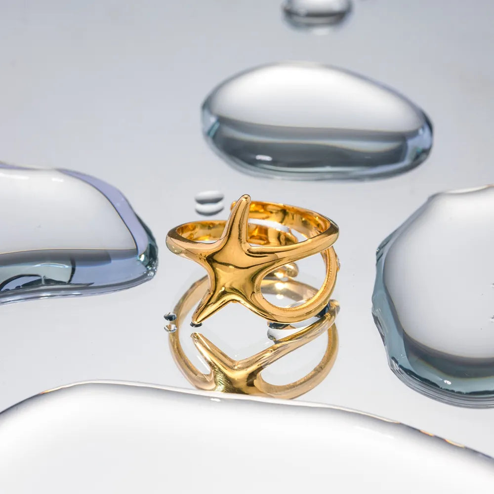 Gold-Plated Stainless Steel Star Ring - V.I.P Digital Presence