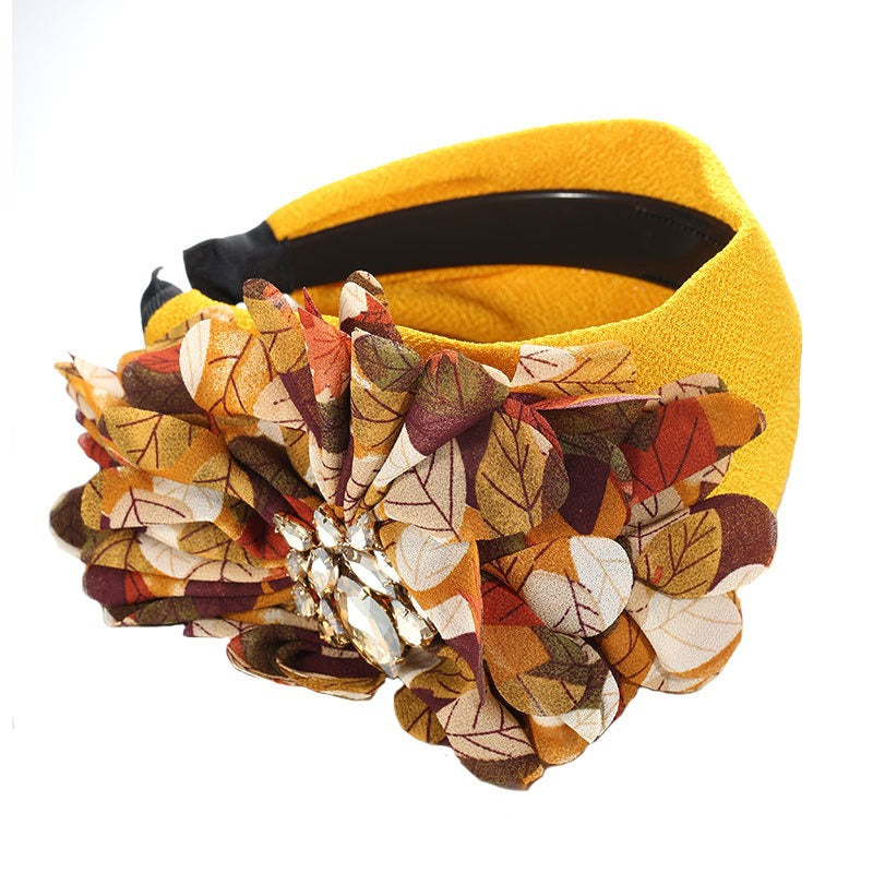 Diamond inlaid fabric flower toothed anti slip exaggerated headband - V.I.P Digital Presence