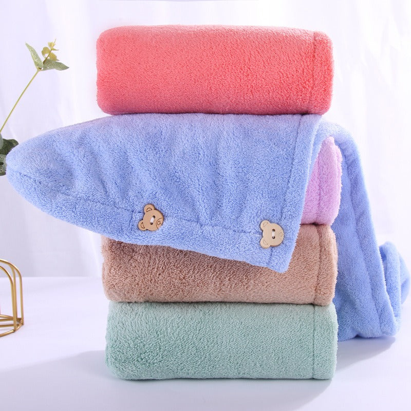 Super absorbent double-layer thickened coral velvet quick drying hair towel, shower cap, and headband towel - V.I.P Digital Presence