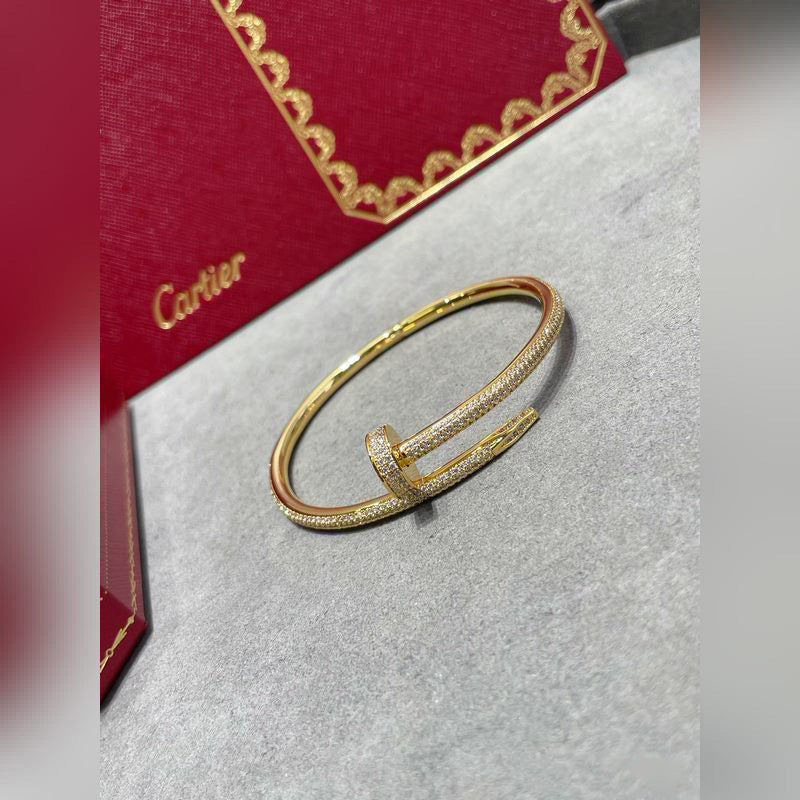 V-Gold Diamond Pavé Screw Cuff for Couples - Titanium Steel Open-Close Clasp - V.I.P Digital Presence