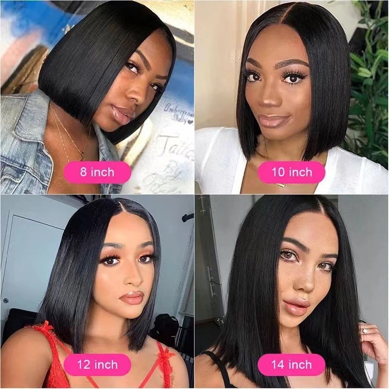 European and American wigs in various colors, short straight hair, split bob, bob, high temperature, silk, synthetic fiber, front lace headband - V.I.P Digital Presence
