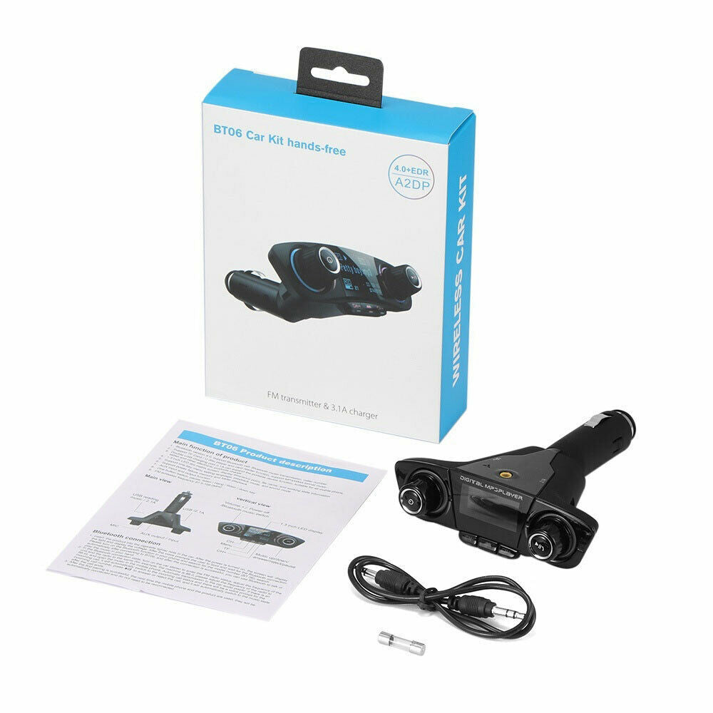 BT06 Car MP3 Bluetooth Player Car Charger Multi-Language Bluetooth Hands-Free FM Transmitter - V.I.P Digital Presence