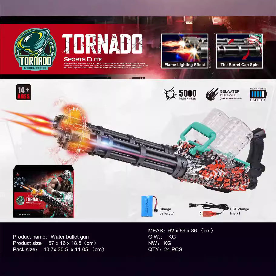 Tornado double tube Gatlin GelBlaster electric transmitter gel cartridge toy gun - V.I.P Digital Presence