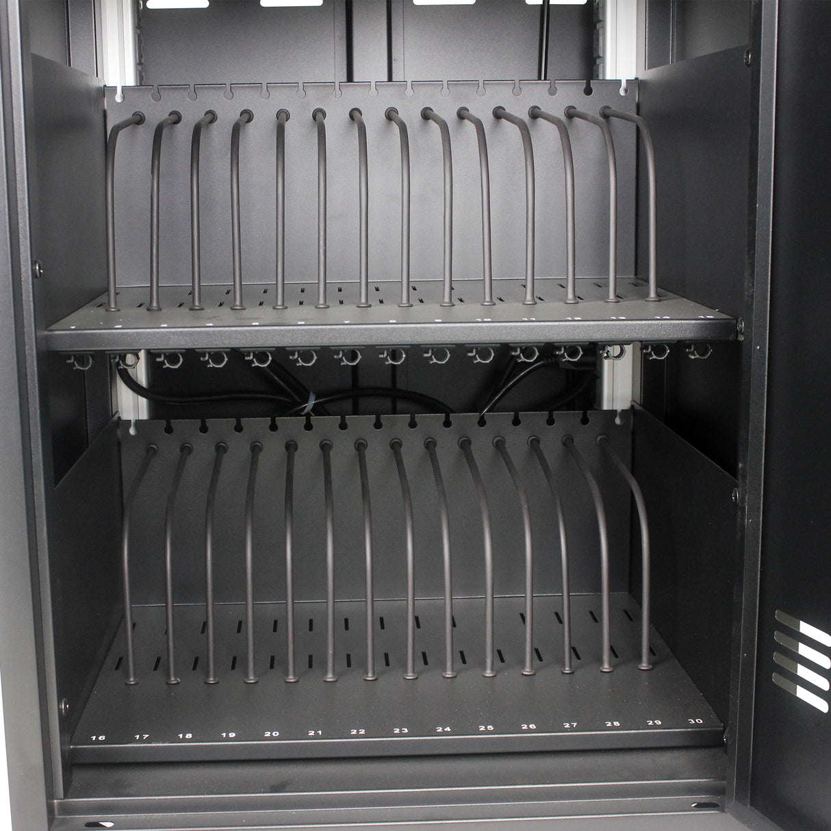 Mobile Charging Cart and Cabinet for Tablets Laptops 30-Device With Combination Lock--Black - V.I.P Digital Presence