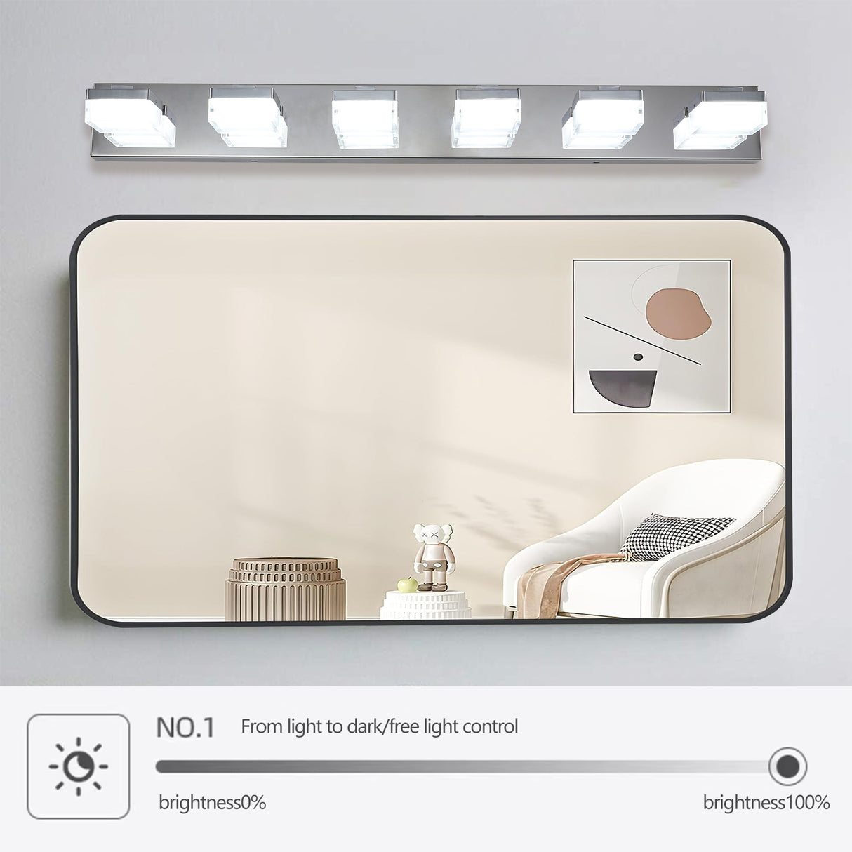Modern 6-Light Chrome LED Vanity Mirror Light Fixture For Bathrooms And Makeup Tables - V.I.P Digital Presence