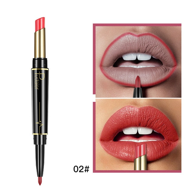 Matte Lipstick Wateproof Double Ended Long Lasting Lipsticks Brand Lip Makeup Cosmetics Nude Dark Red Lips Liner Pencil - V.I.P Digital Presence