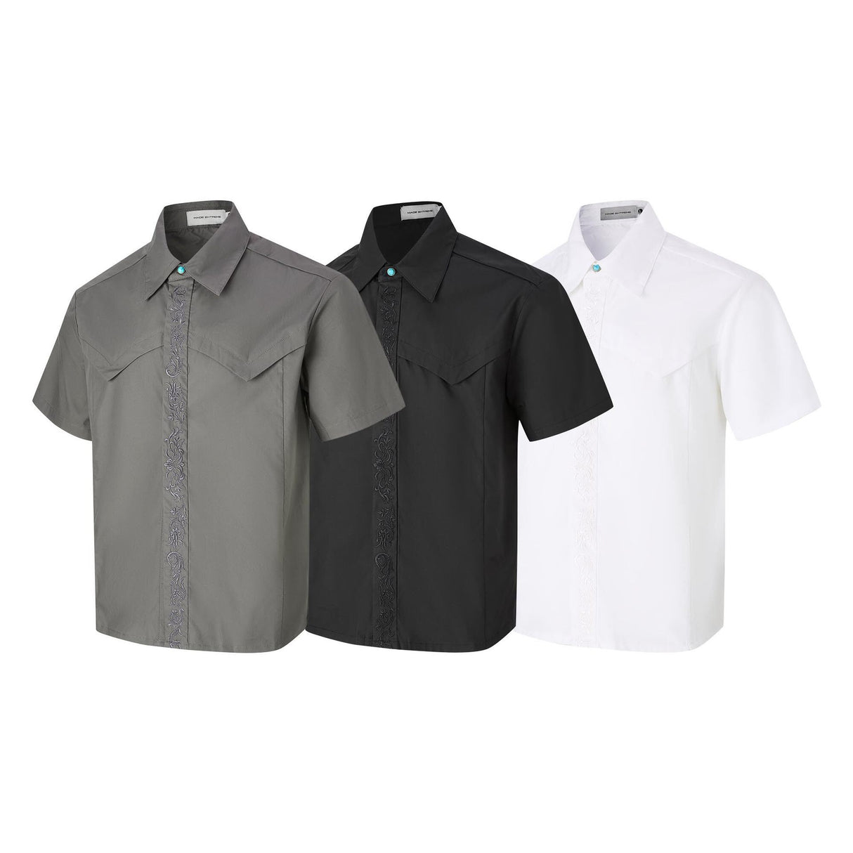 Embroidered short sleeved shirt men's loose shirt - V.I.P Digital Presence