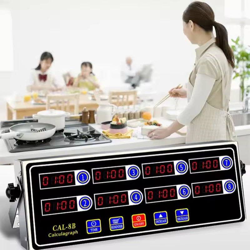 8 - Channel Calculagraph Kitchen Timer, 220V plug, shake - to - remind, 8 screens, great cooking accessory. - V.I.P Digital Presence