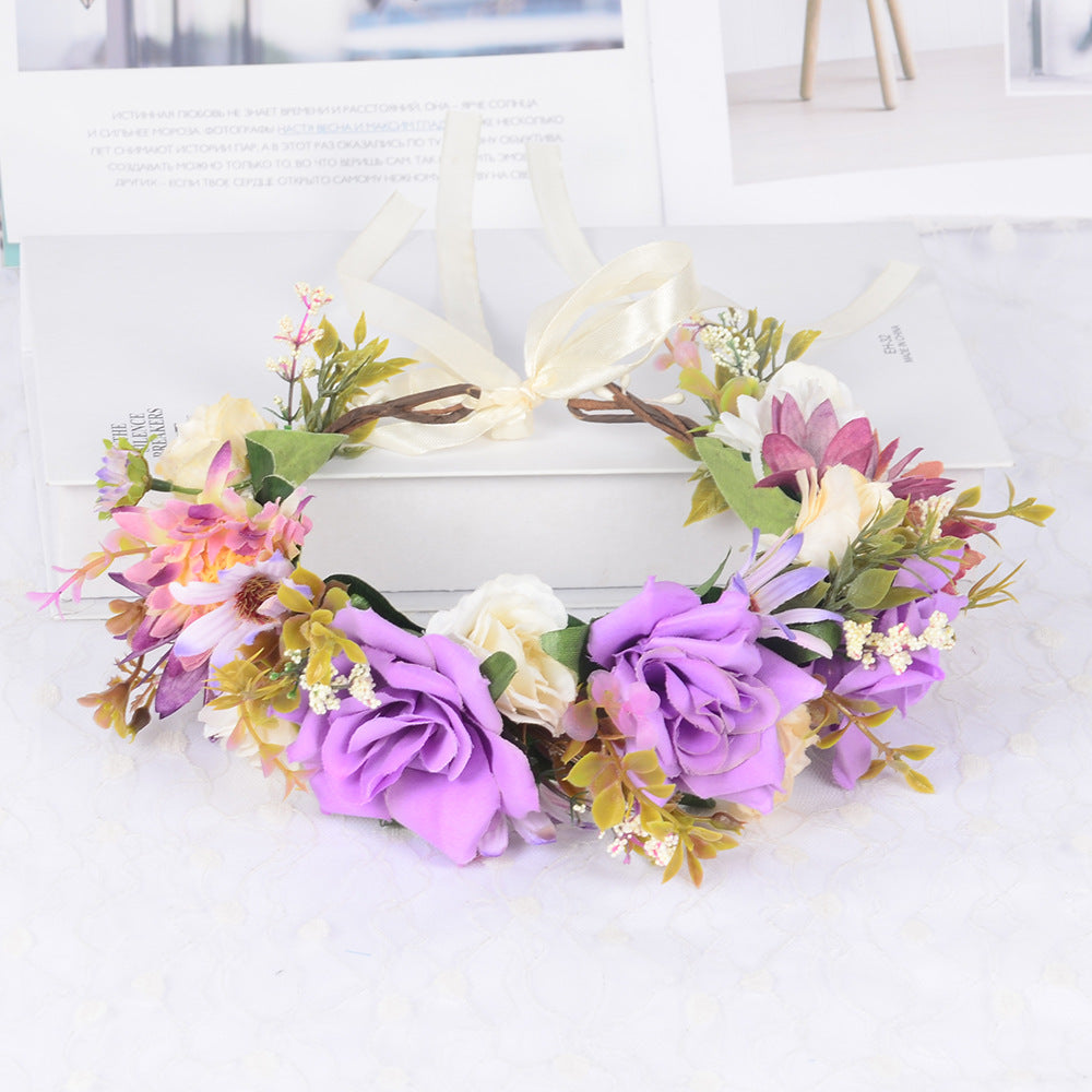 Flower garland headwear simulated flower vine flower crown vacation photography headwear - V.I.P Digital Presence
