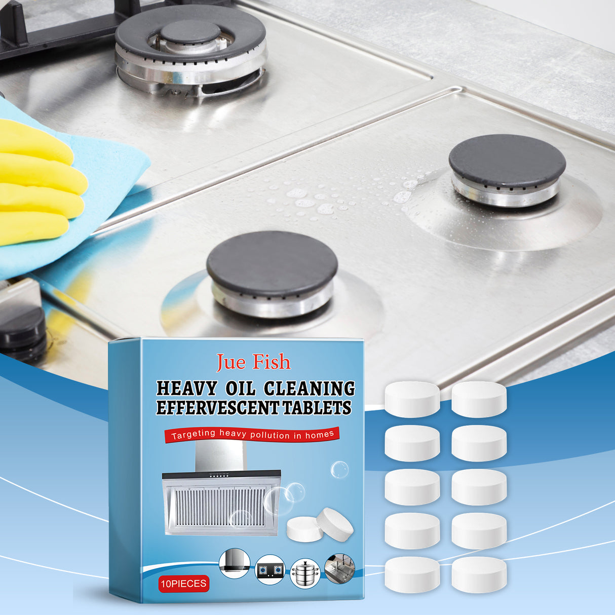 Kitchen Grease Cleaning Tablets, Home Cleaning Kitchen Stove Stains Multi-Functional Oil And Scale Removal - V.I.P Digital Presence