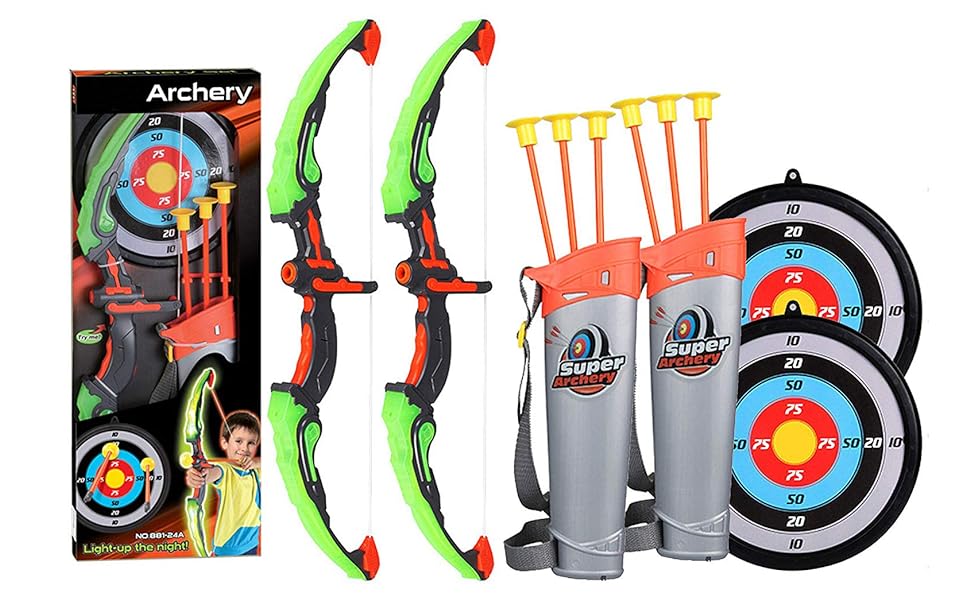 1-piece set of children's archery and target, suction cup toy arrow and barrel, LED luminous children's archery set toy, suitabl - V.I.P Digital Presence