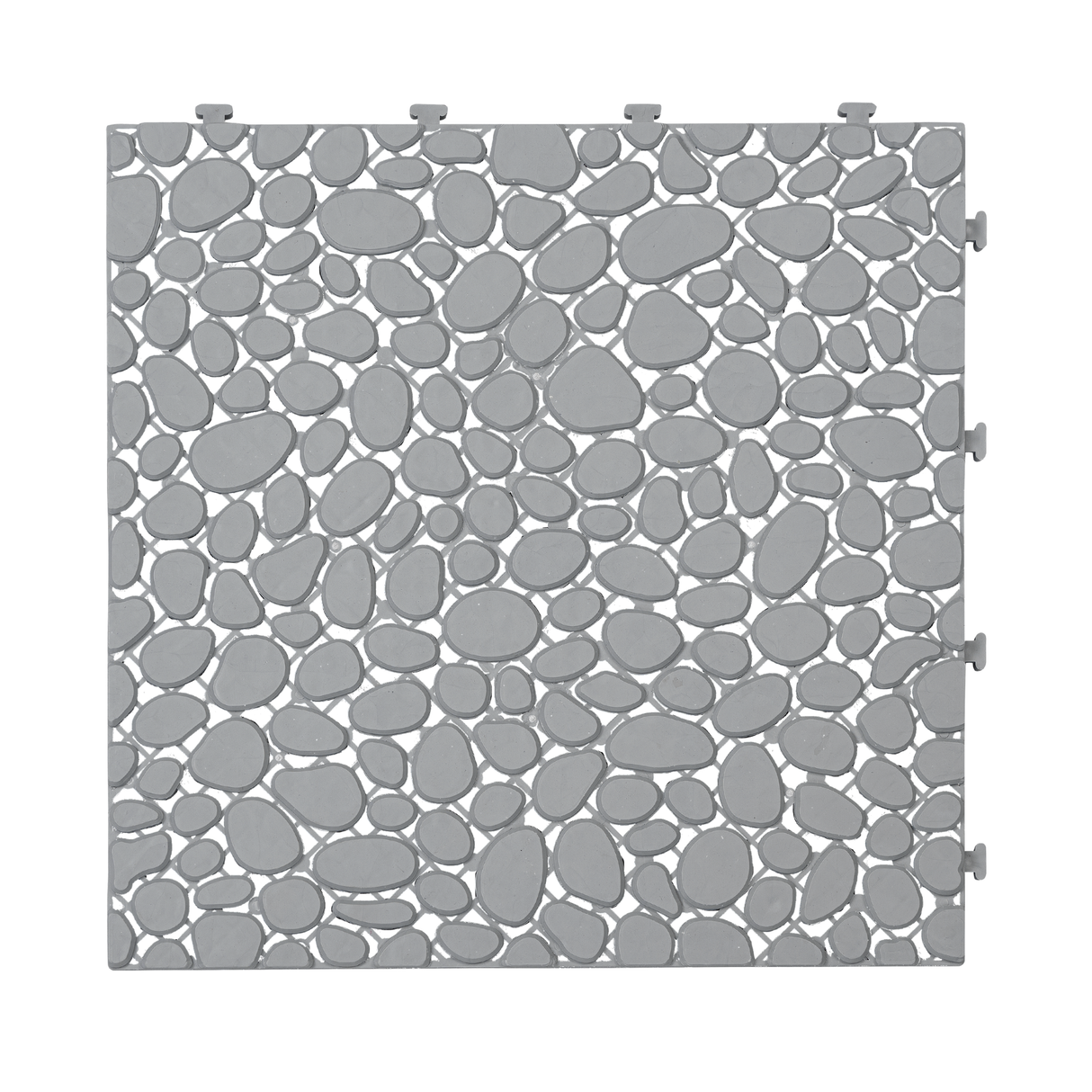12 x 12 inch gray interlocking deck tiles, plastic waterproof pebble pattern, pack of 12 pieces - V.I.P Digital Presence