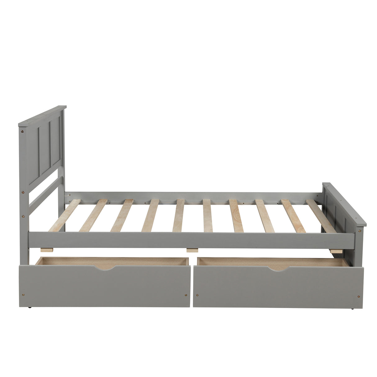 Platform Storage Bed 2 drawers with wheels, Twin Size Frame Gray