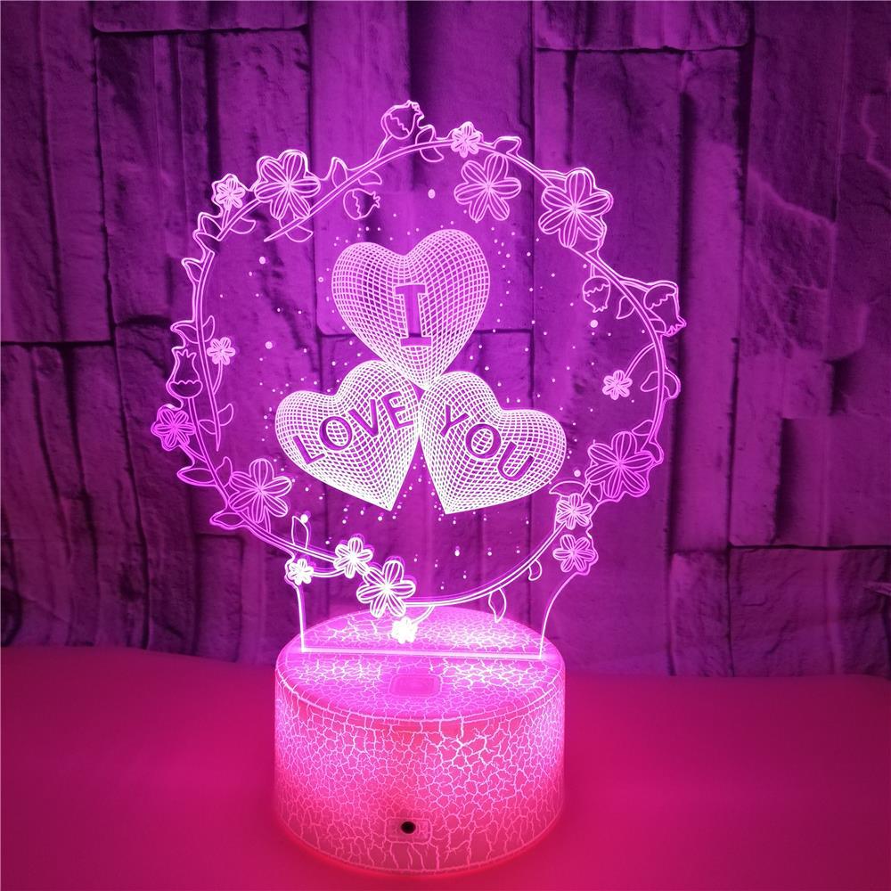3D Lamp Pattern I LOVE YOU Valentine's Day Wedding Gift Colorful Touch Love 3D LED Lamp - V.I.P Digital Presence