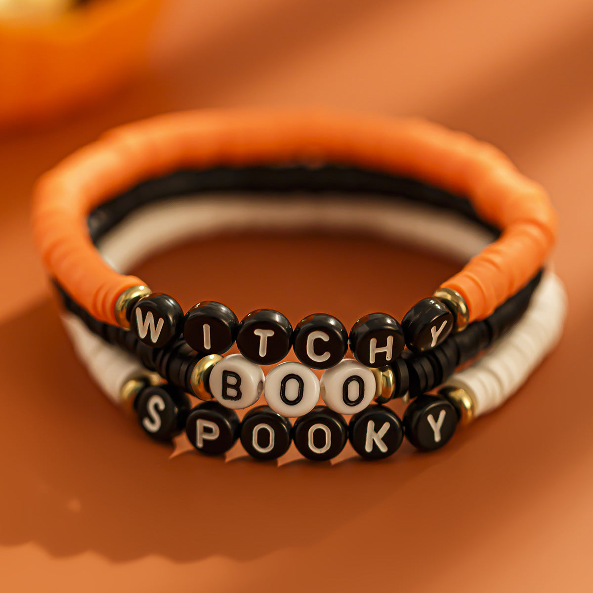 Halloween Soft Ceramic Elastic Bracelet Set Dark Wind Pumpkin Head Letter Bracelet - V.I.P Digital Presence