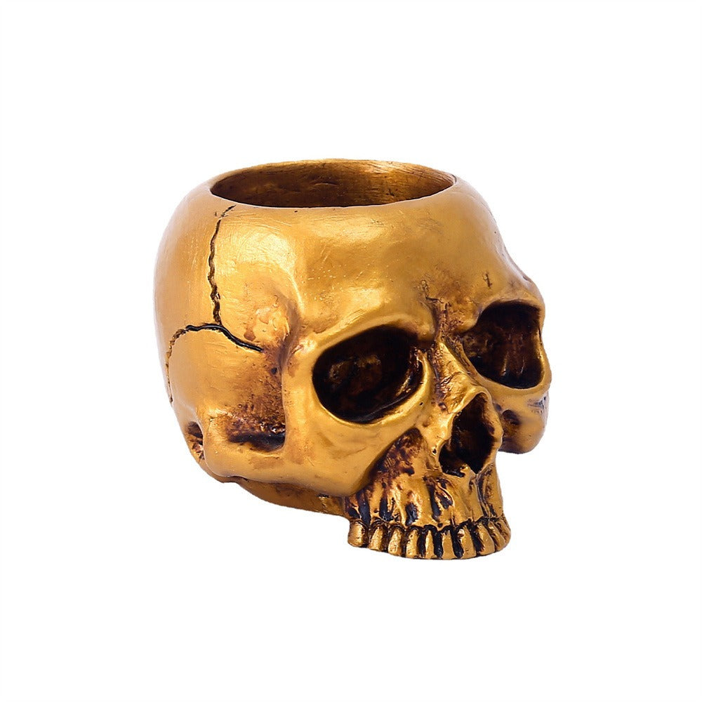 Small Golden Skull Decoration Desktop Small Storage succulent basin tabletop candle holder - V.I.P Digital Presence