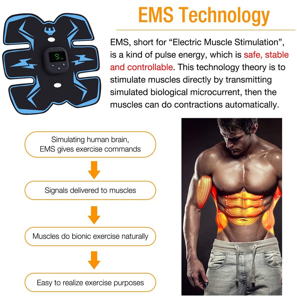 EMS Muscle Stimulator with LED Display USB Rechargeable Abdominal Belt Work Out Power Fitness Abdominal Men Women - V.I.P Digital Presence