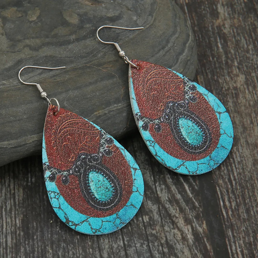 PU Leather Iron Hook Teardrop Earrings - V.I.P Digital Presence